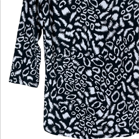 NWT Carrè Noir Quarter-Zip Pull-Over Cheetah Black White Spandex 3/4-Sleeve S/P - Picture 9 of 16